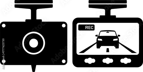 Automotive Dashboard Camera Icon Set