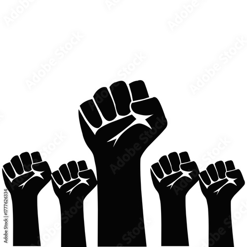 Raised Fist Silhouette Design. Powerful Hand Illustration Symbolizing Strength, Unity and Protest