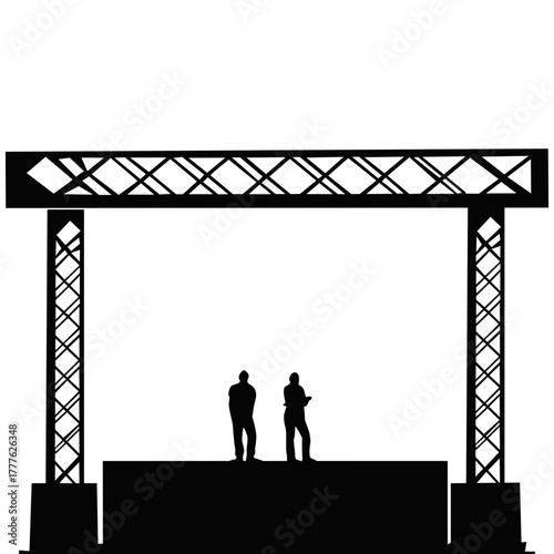 Two People on Stage Silhouette Design. Event, Performance and Concert Concept