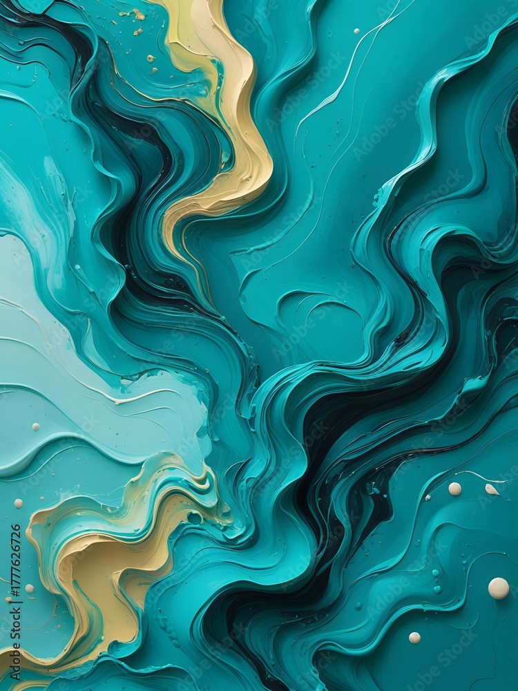 Obraz premium Abstract turquoise swirl texture with fluid oceanic motion
