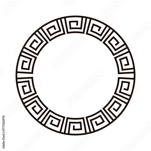 Elegant geometric greek circle frame for versatile decoration, design, and artistic projects.