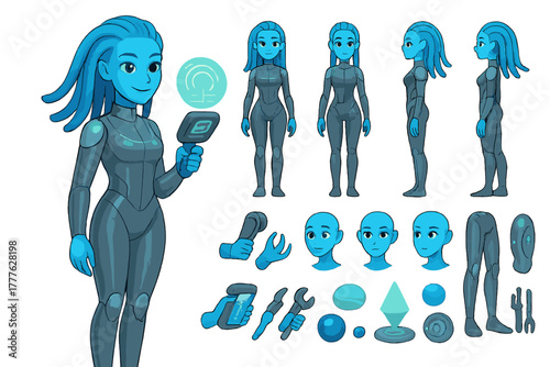 Alien Character Constructor. Cartoon realistic vector illustration, Character constructor style, isolated