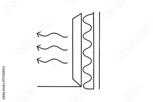 Minimalist Insulated Cross-section. Insulation. Minimalistic one-line drawing layered wall cross-section