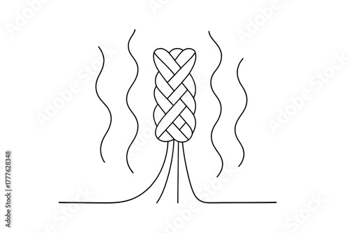Elegant Fiber Waves. Glass Fiber. Minimalistic one-line drawing delicate woven fibers surrounded by heat waves