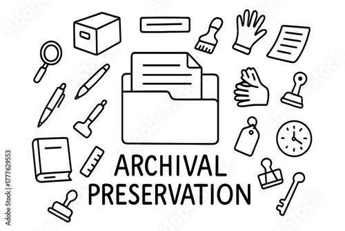 Archival Preservation Doodle. Archival Preservation. Hand-drawn doodle illustration of Archival Preservation.