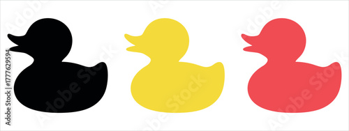 Minimalist Rubber Duck Silhouette Vector Illustration. Isolated icon design representing Bath Time, Childhood, Fun, Toy, Play, and Cuteness concepts on a white background. Perfect for baby products.