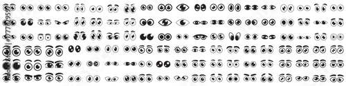 Large set of different cartoon eyes. Images for medical masks and other purposes. Vector Black silhouettes. with white background