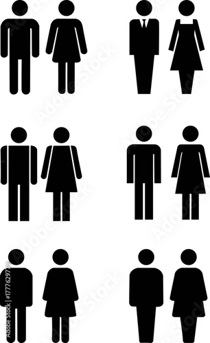 Set of male and female pictogram icons representing business-type people silhouette vector