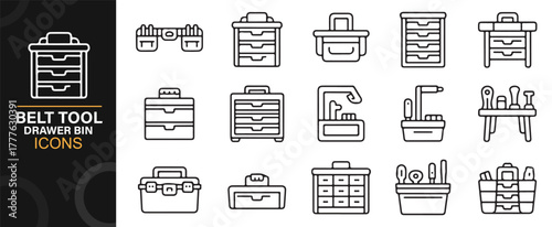 Tool cabinet and organizer icon pack for vector design and workshop illustration