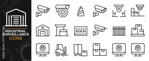 Smart surveillance system icons for warehouse and logistics safety design