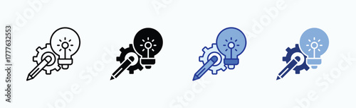 Creativity icon sheet multiple style collection isolated vector