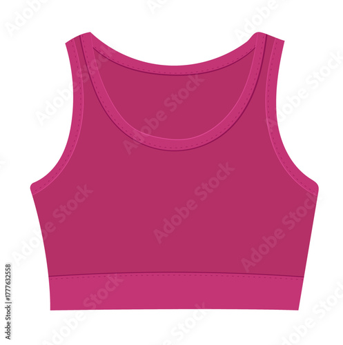 Magenta Cropped Tank Top Illustration Isolated on White Background