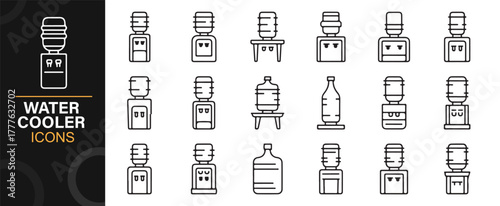 Simple flat vector collection of office drinking water dispensers