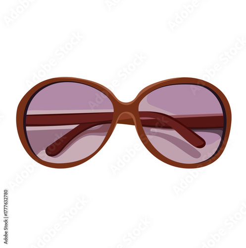 Retro Brown Sunglasses Illustration Isolated on White Background