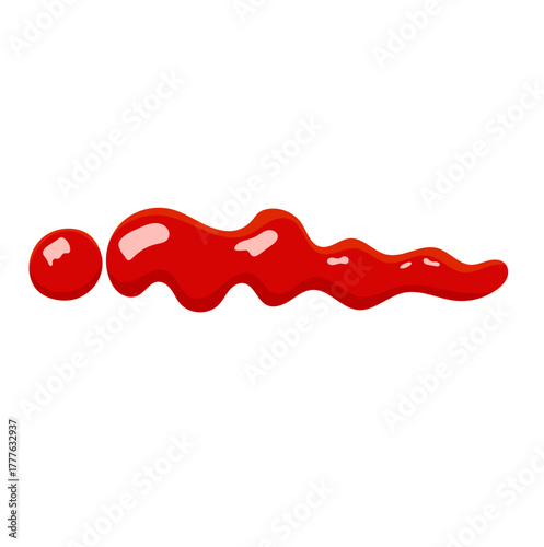 Ketchup or Tomato Sauce Swirl Illustration Isolated on White Background