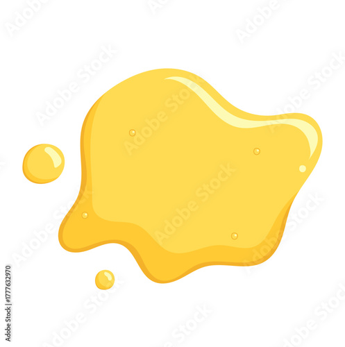 Honey or Yellow Liquid Puddle Illustration Isolated on White Background