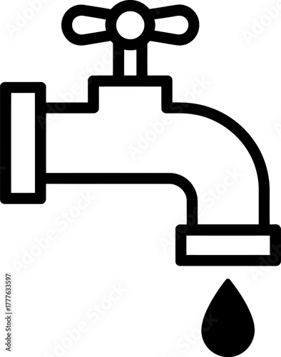Dripping Water Faucet Line Icon