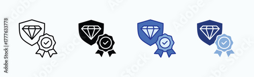 Authenticity icon sheet multiple style collection isolated vector