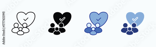 Family icon sheet multiple style collection isolated vector