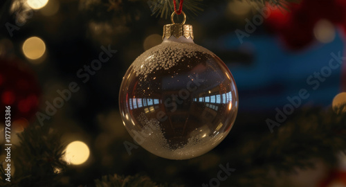 Golden Christmas Ornament Shimmers with Holiday Light and Festive Cheer, Perfect for Warm Winter Greetings and Seasonal Celebration Projects!