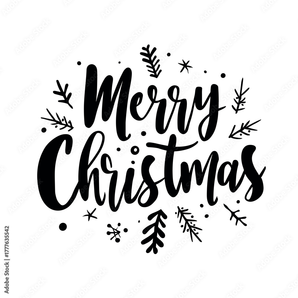 Obraz premium merry christmas festive text isolated vector illustration