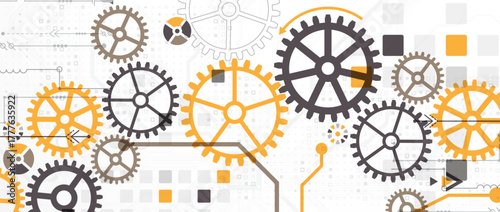Abstract technology background. Cogwheels theme. Vector illustration