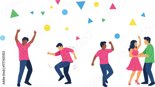 Peoplearedancingandhavingfunatapartyisolatedonwhitebackground