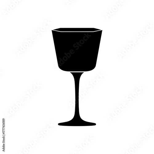 Black silhouette of wine glass in minimalist design  