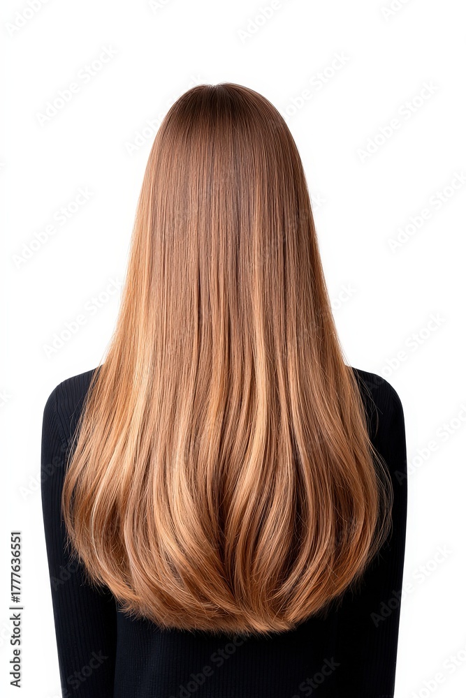 Naklejka premium Long, Smooth, Shiny Hair with Layers and Warm Color Tones