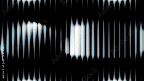 Modern minimal background of abstract monochrome vertical light bars with soft wave gradients and high contrast shadows.