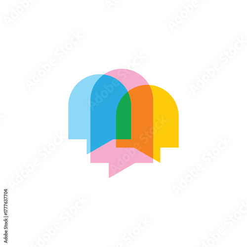 colorful windows talk colorful mosaic home design logo vector