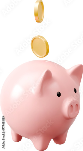Piggy Bank with Coins