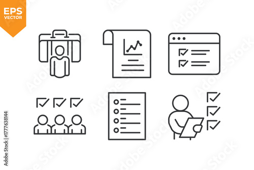 Set of line icons Taks, Checkmark, List. Outline icons collection stock illustration stock illustration