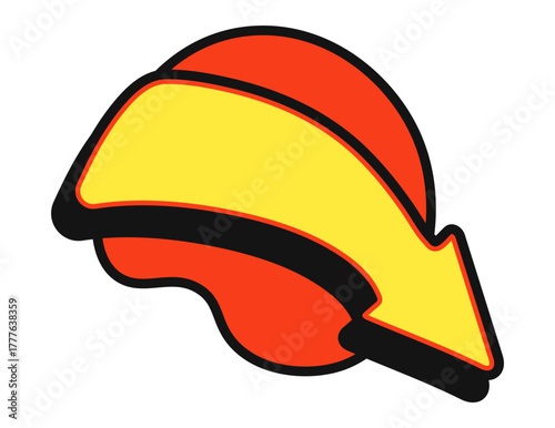 A dynamic pop art arrow design featuring a classic halftone pattern for vibrant visual appeal.