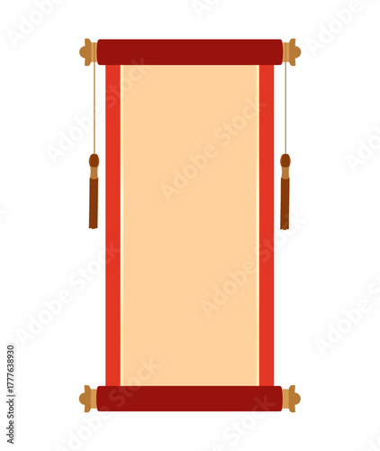 Blank traditional chinese scroll ideal for showcasing art, calligraphy, or decorative design.