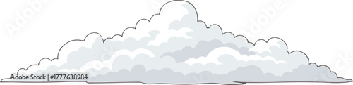 A wide, fluffy cartoon cloud with white and grey shading, depicted in a vector style.