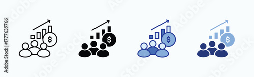 Sales agent icon sheet multiple style collection isolated vector