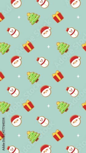 Wallpaper Mural クリスマスパターン（水色縦背景） Torontodigital.ca