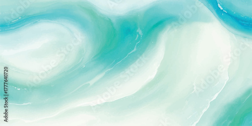 Abstract watercolor background with flowing turquoise and white creating a calming and serene texture perfect for graphic design and artistic projects