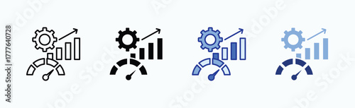 Performance icon sheet multiple style collection isolated vector