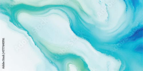 Abstract watercolor background with flowing turquoise and white fluid art painting for modern design perfect for backgrounds and textures