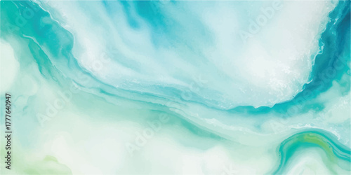 Abstract fluid art background blue and green marble texture for use as a backdrop in graphic design projects