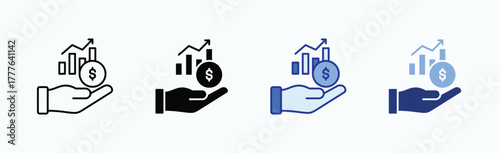 Profit growth icon sheet multiple style collection isolated vector