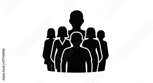 Silhouette of a group of people standing closely together