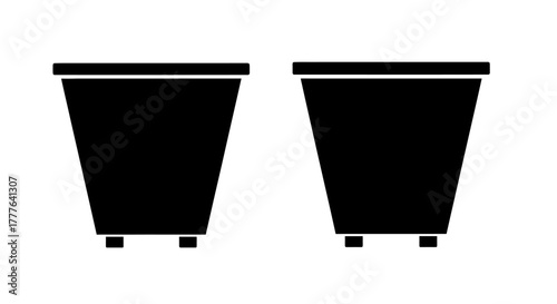 Simple black and white illustration of two identical conical containers