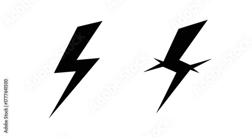 Two simple black lightning bolt icons displayed on a white background