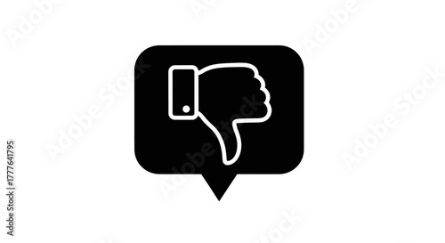 Black symbol of a hand giving a thumbs down against white background
