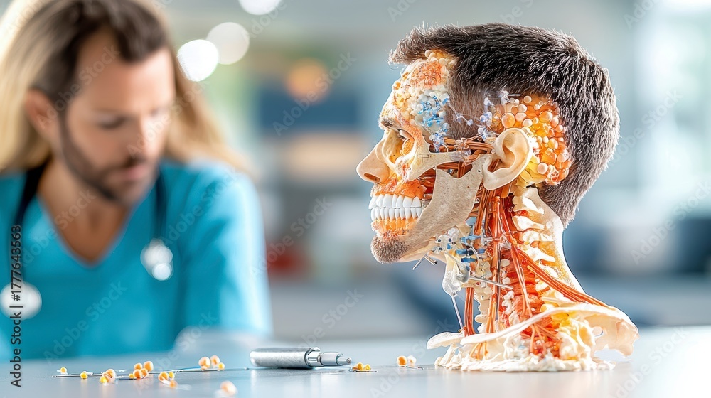 Fototapeta premium Medical anatomy display hospital setting educational content clinical environment side view human body concept