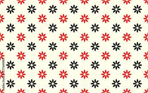 Seamless floral pattern black red flowers on a beige background abstract vector wallpaper design