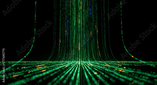 Data Flow Digital Network Green Technology Abstract Background Copy Space